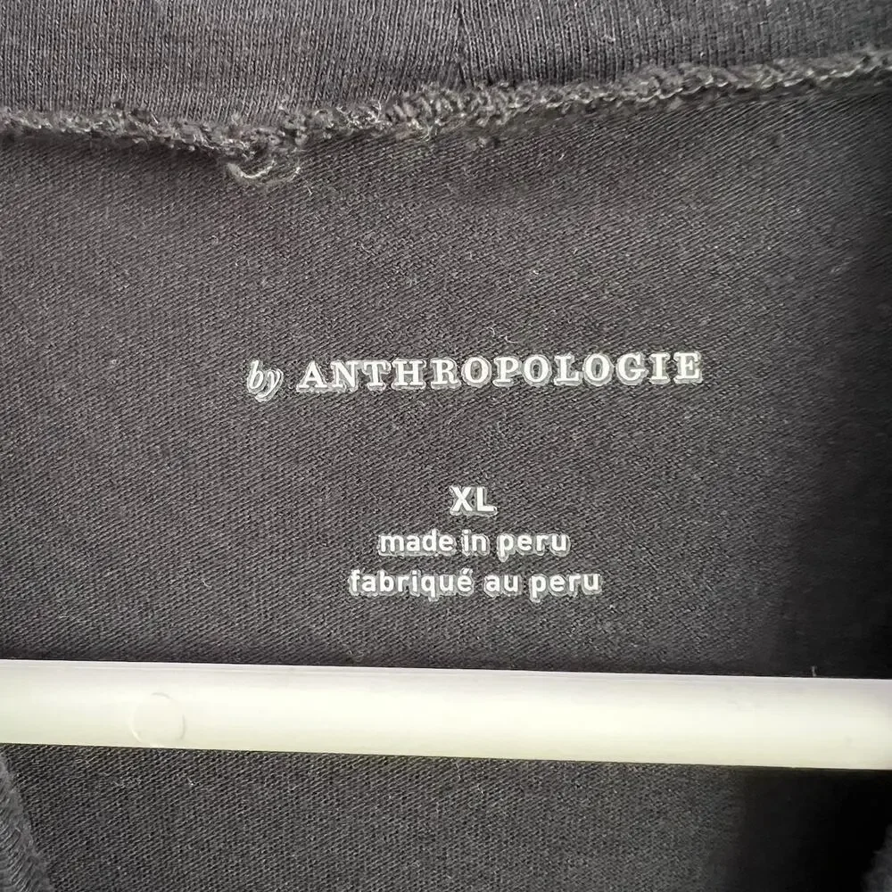 Anthropologie Women's Pullover Long Sleeve Tee Black Basic Minimalist Sz XL